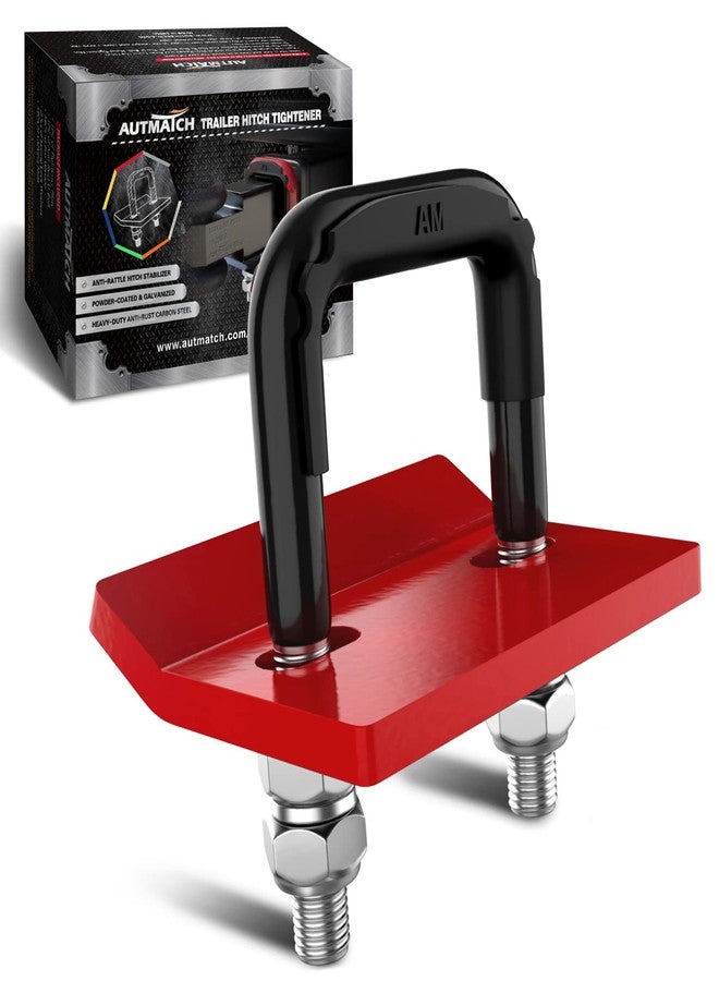 AUTMATCH Hitch Tightener Anti-Rattle Clamp, Heavy Duty Hitch Stabilizer for 1.25" and 2" Trailer Hitches, Rubber Isolator and Anti-Rust Double Coating Protective, Black & Red - Image 1